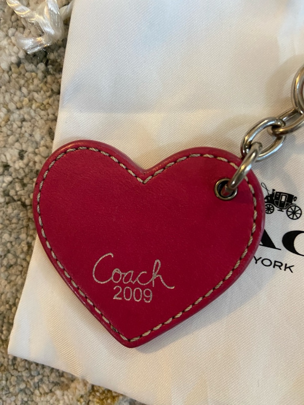 Coach Red Patent Heart Key Charm with Silver Hardware - Picture 4 of 8